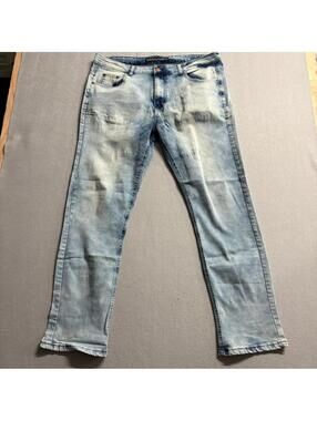 Brooklyn Laundry Jeans Mens 36x32 Light Wash Acid Bleach Distressed Stretch